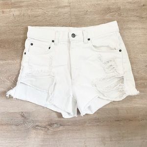 Carmar Destroyed White Denim Shorts